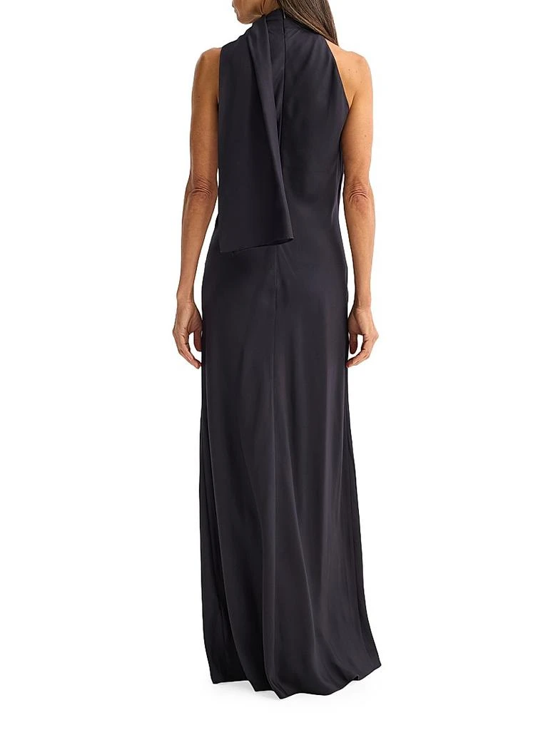 line and dot halter dress ZAPAKA Women Apricot Black Dot Halter Long Prom Dress with Slit A-Line Printed Backless Formal Dress with Bow, Apricot Black Dot / US16
