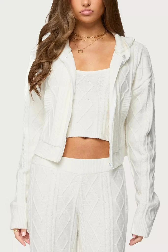 Edikted Edikted Louise Cable Knit Hooded Cardigan