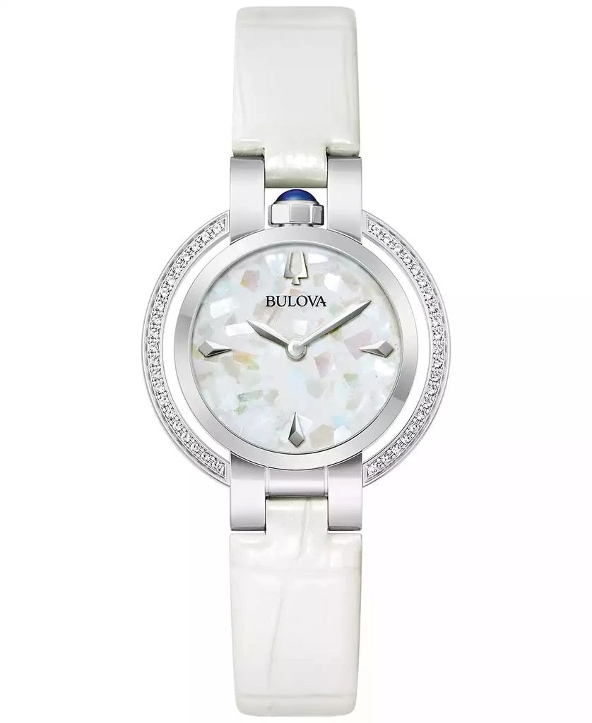 Bulova 150th Anniversary Women's Rubaiyat White Leather Strap Watch 31mm 1