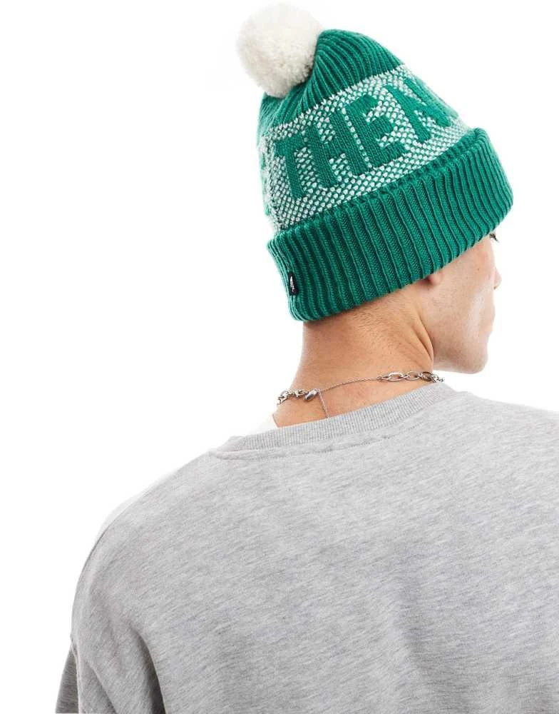 The North Face The North Face retro logo pom beanie in green 4