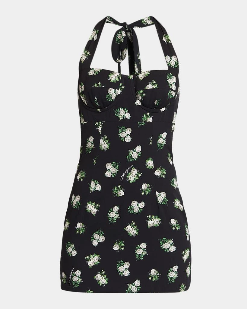 Dolce 
Gabbana Floral Bustier Halter Mini Dress