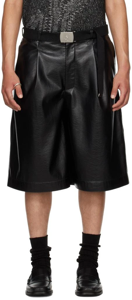 LU'U DAN Black Pleated Faux-Leather Shorts 1