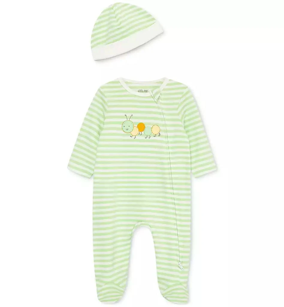 Little Me Baby Boys or Baby Girls Caterpillar Coverall and Hat, 2 Piece Set 1