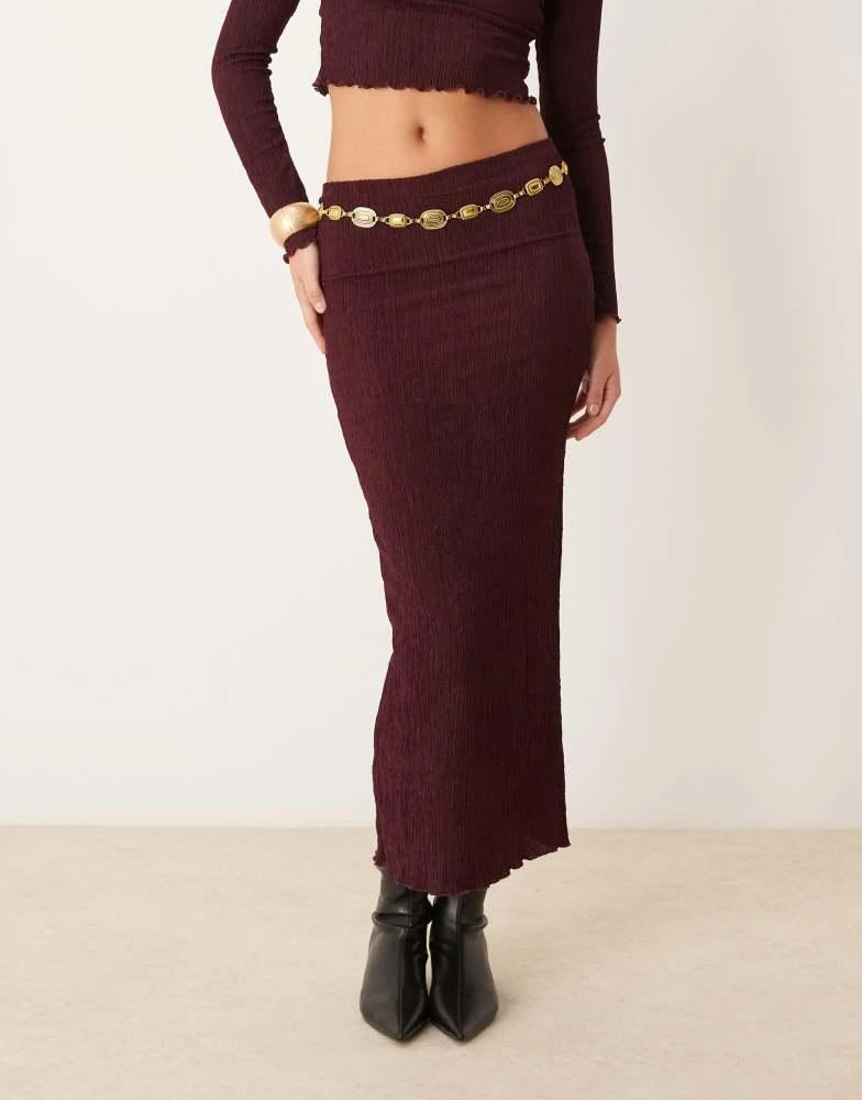 New Look New Look co-ord texture midi skirt in burgundy 2