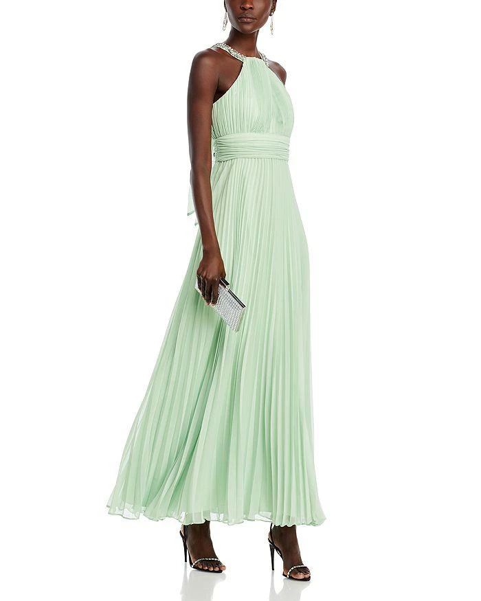 Eliza J Embellished Halter Neck Pleated Dress 3