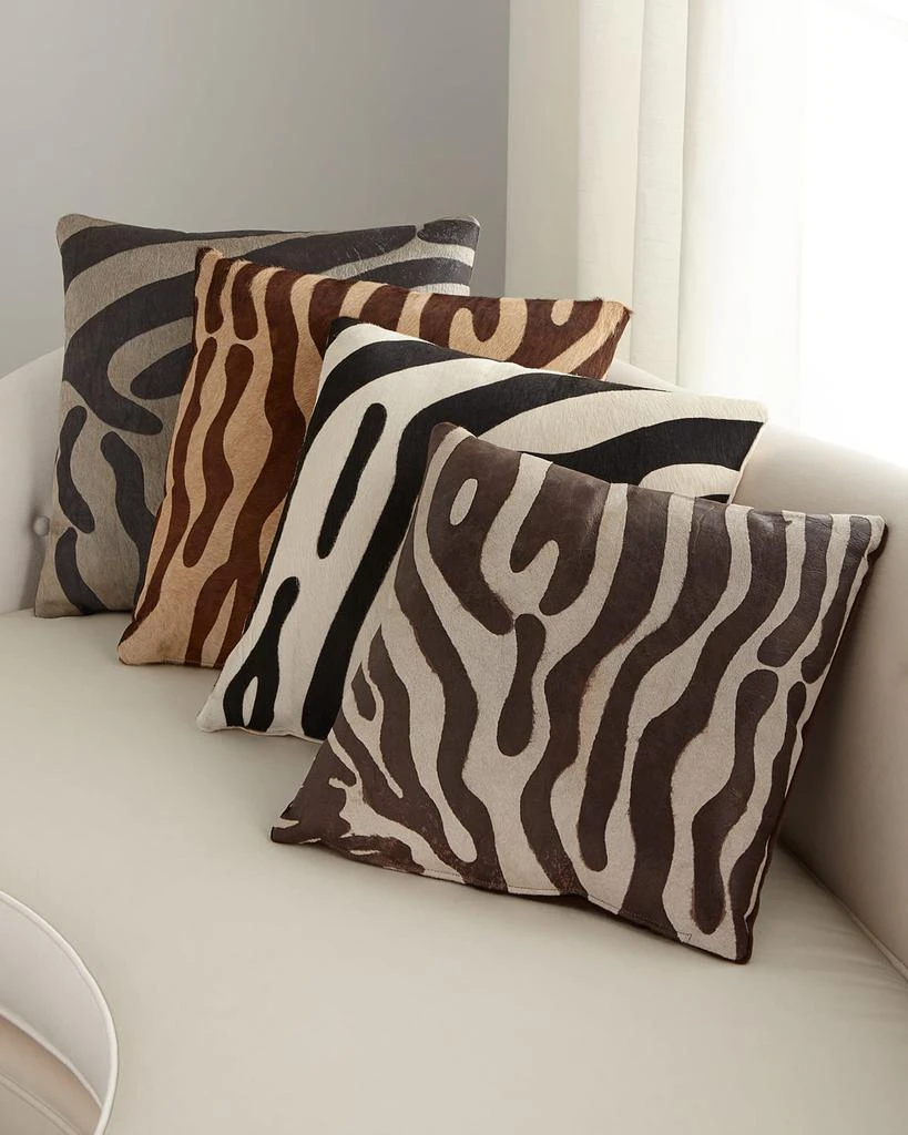 Massoud Hair Hide Zebra Pillow, 19"Sq. 1