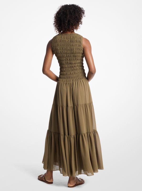 Michael Kors Smocked Georgette Tank Dress