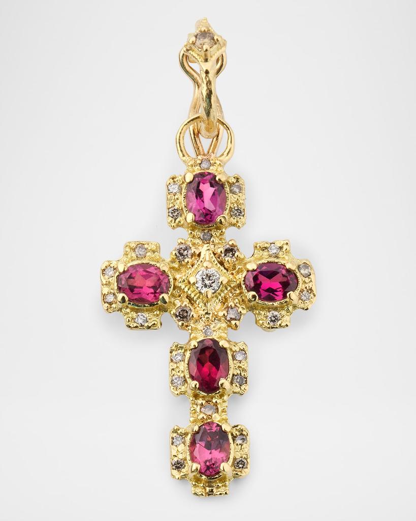Armenta Yellow Gold Cross Enhancer with Garnets