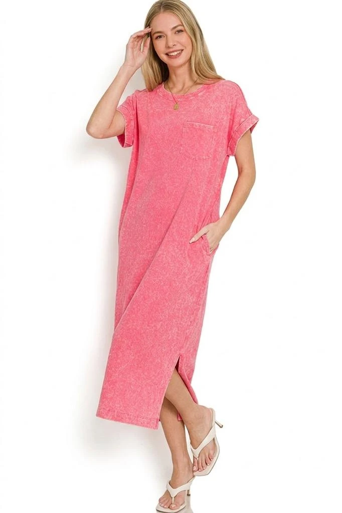 TRUEDAMES Washed Exposed Seam Short Sleeve T-Shirt Dress 2