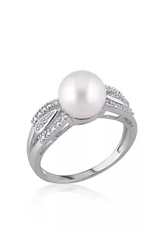 Belk 
Co. Co. Sterling Silver White Cultured Freshwater Pearl And Diamond Ring