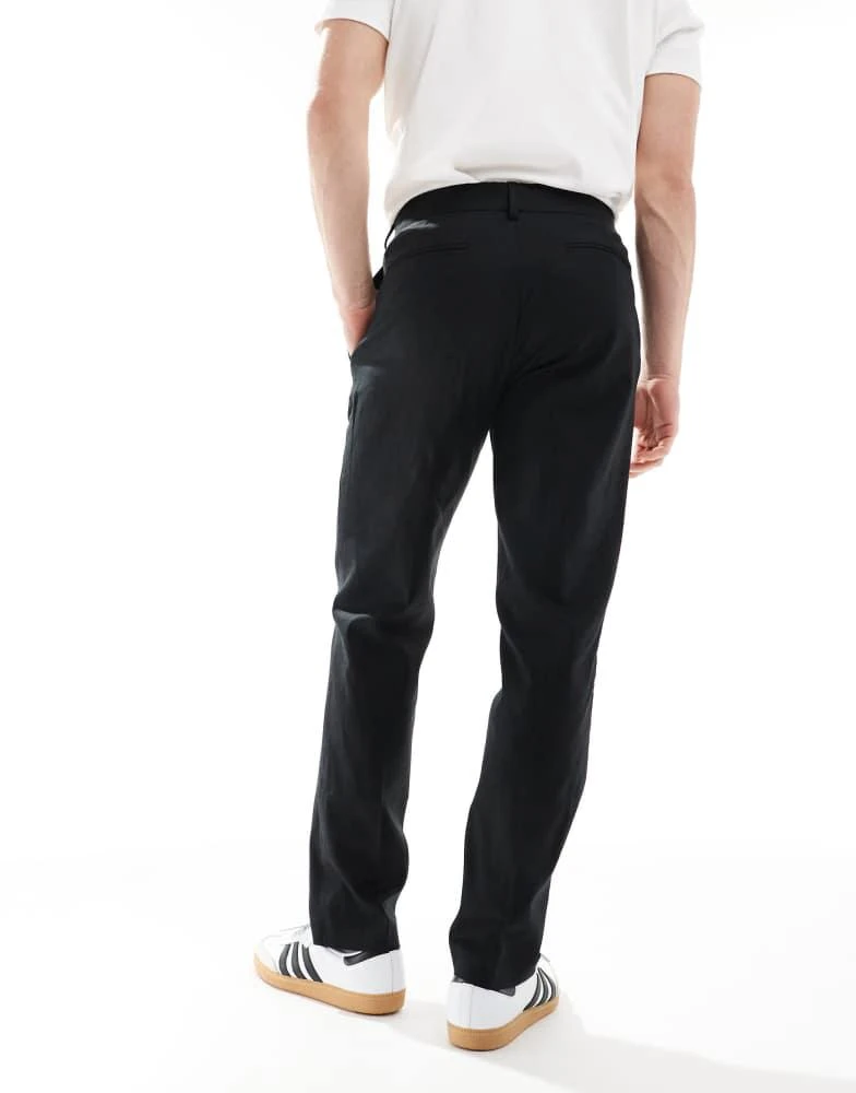 ASOS ASOS DESIGN smart slim fit linen blend trousers in black 3