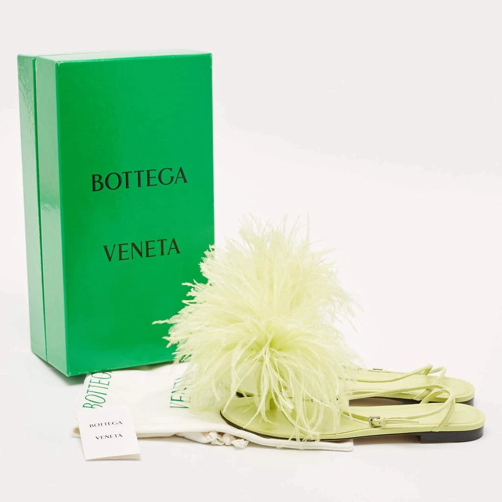 Bottega Veneta Bottega Veneta Green Feather and Leather Flat Slides Size 38 9