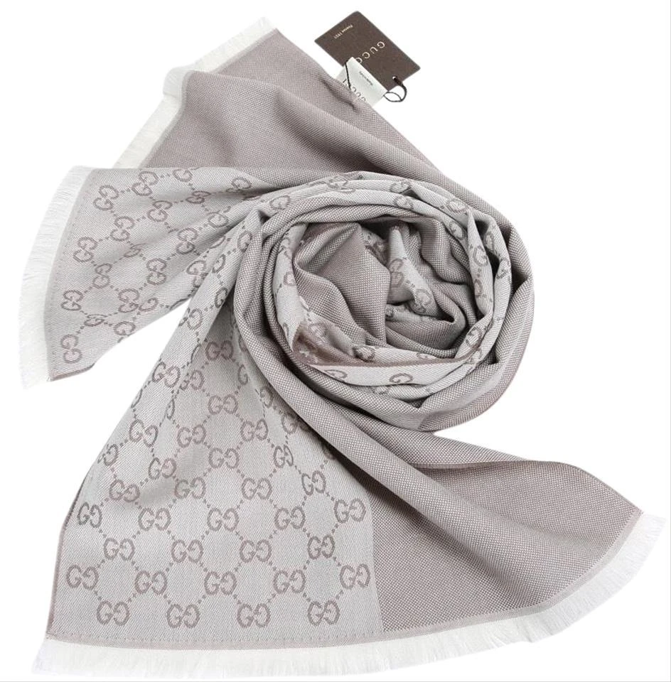 Gucci Gucci - Beige GG Monogram Half Web Wool Scarf 3