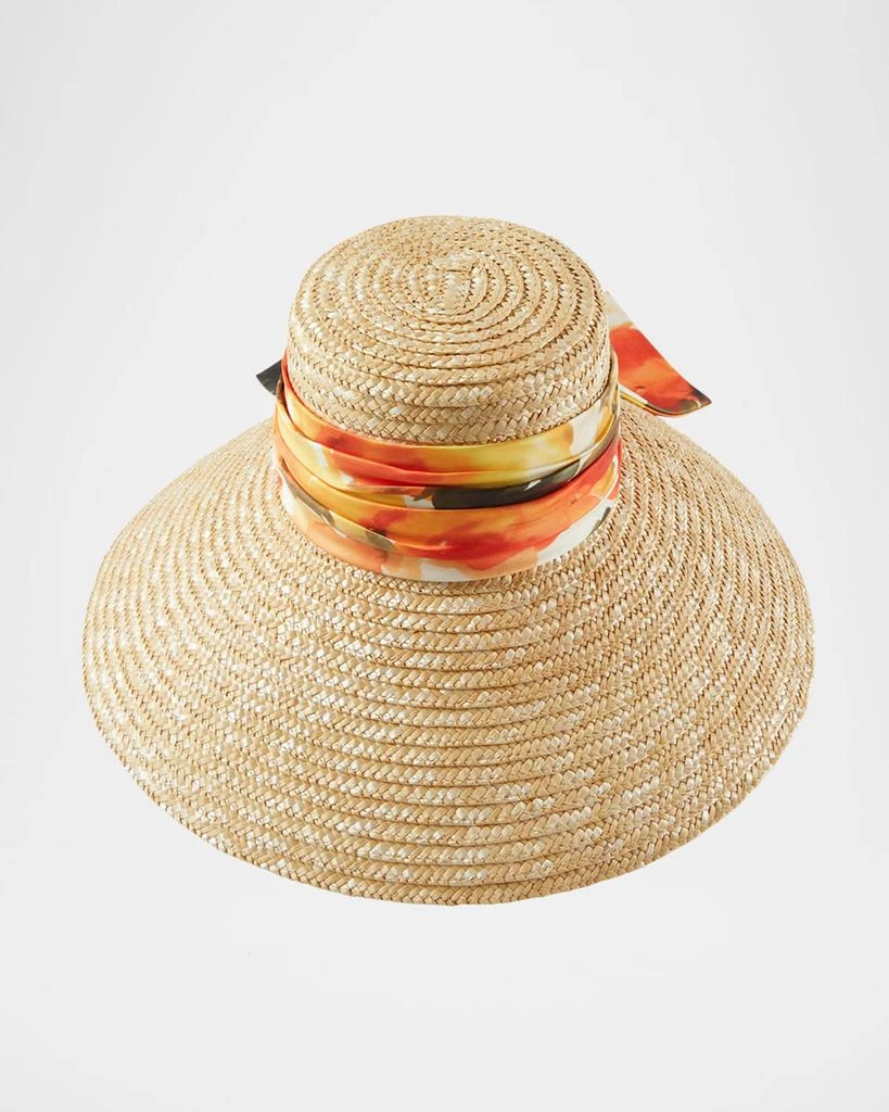 New Eugenia Kim Valentina Frayed Edge Palm Straw Adjustable Nude/Multi Sun Hat Eugenia Kim Valentina Frayed Straw Sun Hat w/ Chain Strap  main image 3