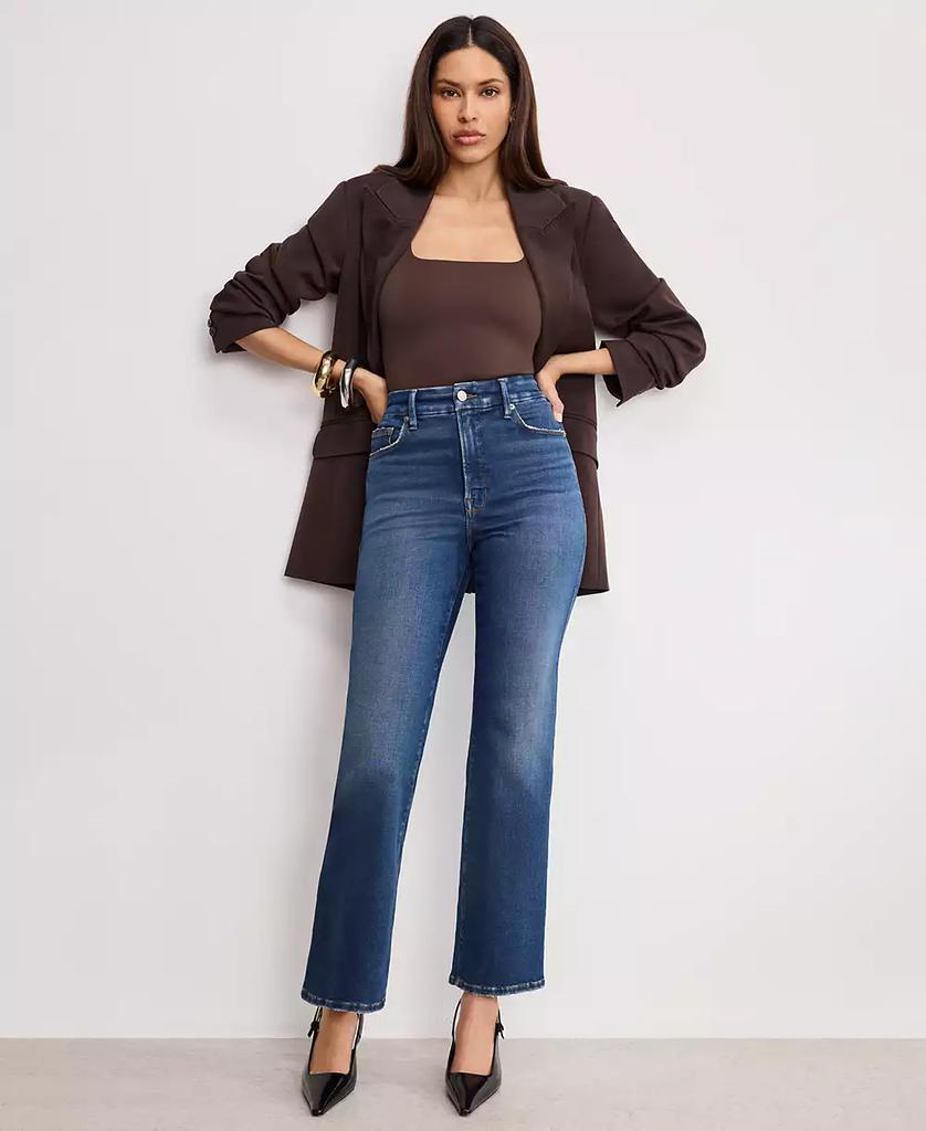 Good American Women's Soft Tech Good Curve Straight Jeans, Regular & Plus Size