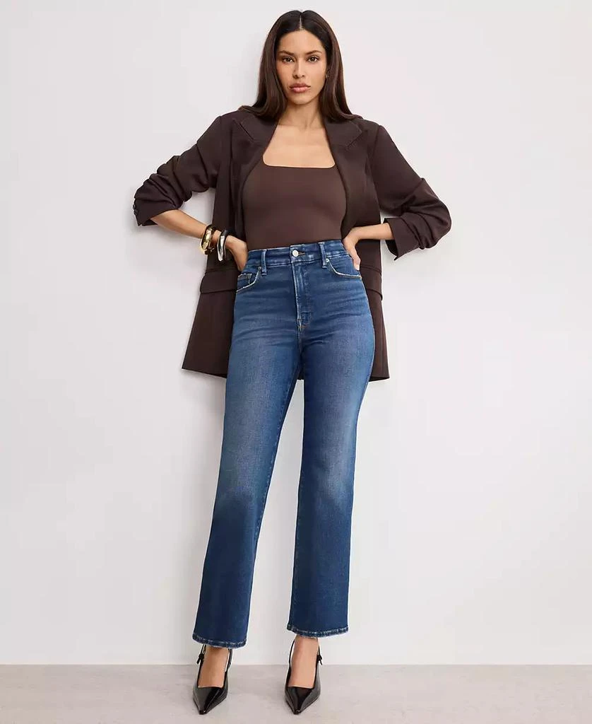 Good American Women's Soft Tech Good Curve Straight Jeans, Regular & Plus Size 2