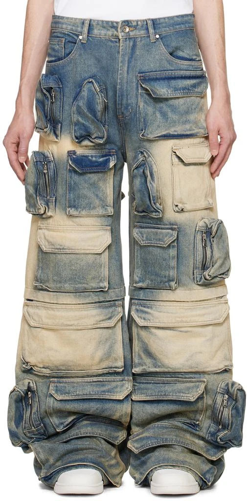 Who Decides War Blue Rave Denim Cargo Pants 1