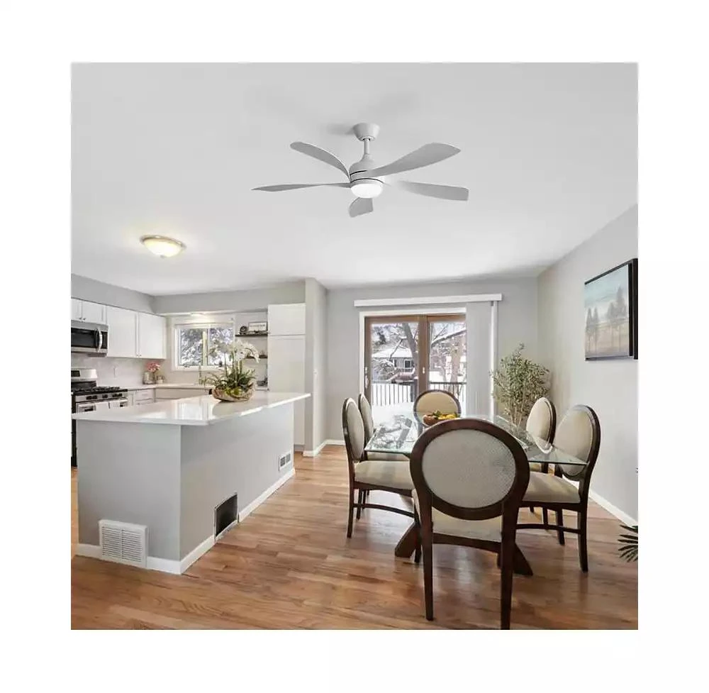 Sofucor 52-inch Modern Downrod Indoor ABS 5 Blades LED Light with Remote Control Support Six Speed Ajustable Ceiling Fan 3