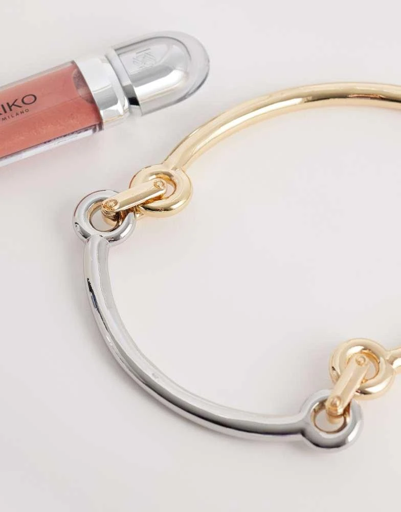 ASOS ASOS DESIGN torque necklace with loop detailing in silver tone 2