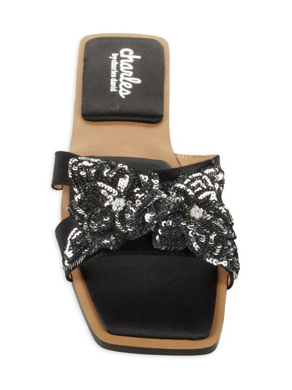 Charles David Ordly Sequin Flower Flat Sandals 5