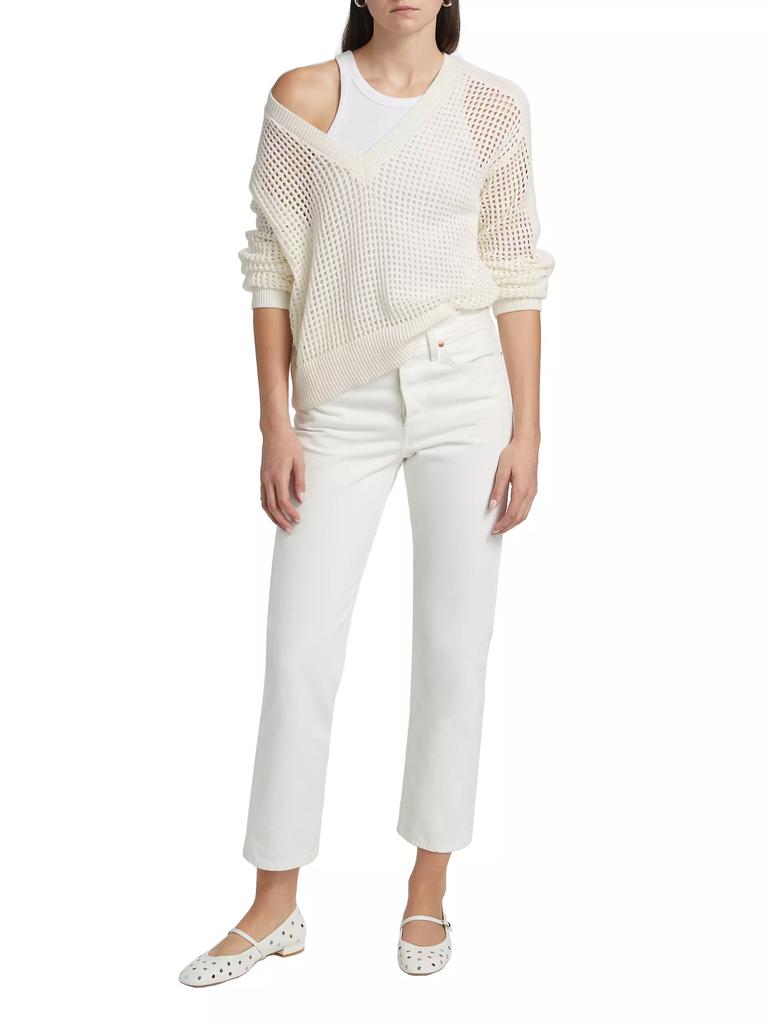 ATM Anthony Thomas Melillo Cotton-Cashmere Open-Knit V-Neck Sweater