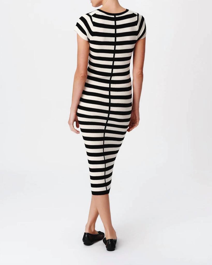 ATM Atm - Wool Blend Striped Cap Sleeve Dress