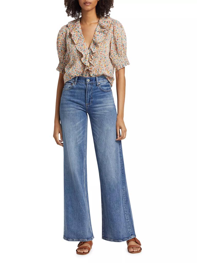 DÔEN Henri Floral Cotton Ruffled Top