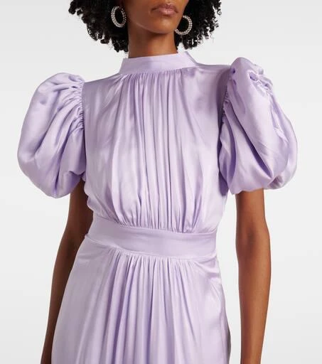 ROTATE Birger Christensen Puff-sleeve satin midi dress 4