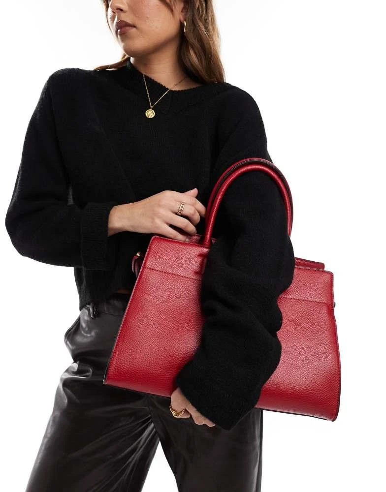 ASOS ASOS DESIGN double buckle side detail tote bag in red 1