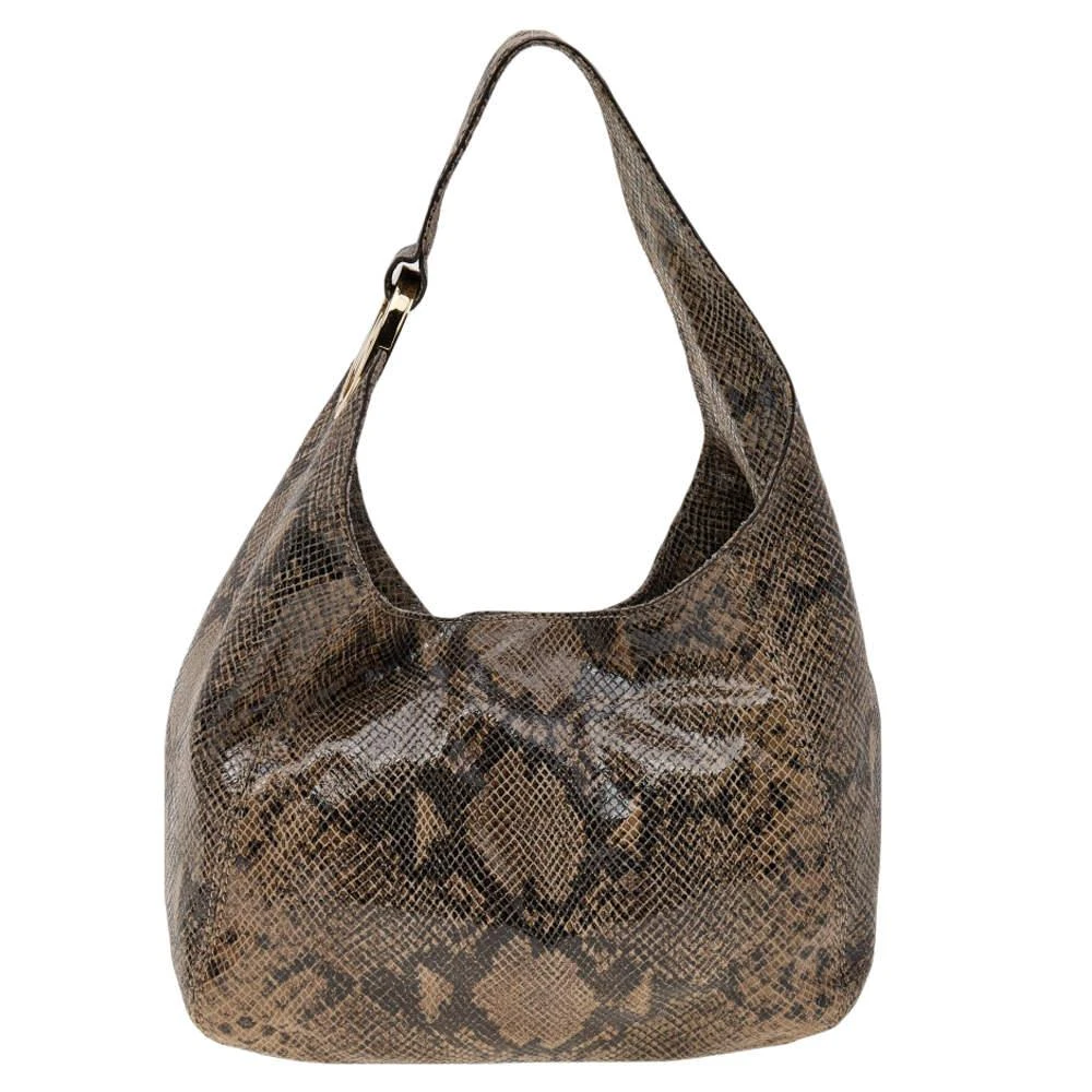 Michael Kors MICHAEL Michael Kors Brown Python Embossed Leather Hobo 1