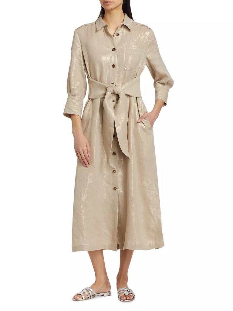 Marella Balia Laminated Linen Shirtdress