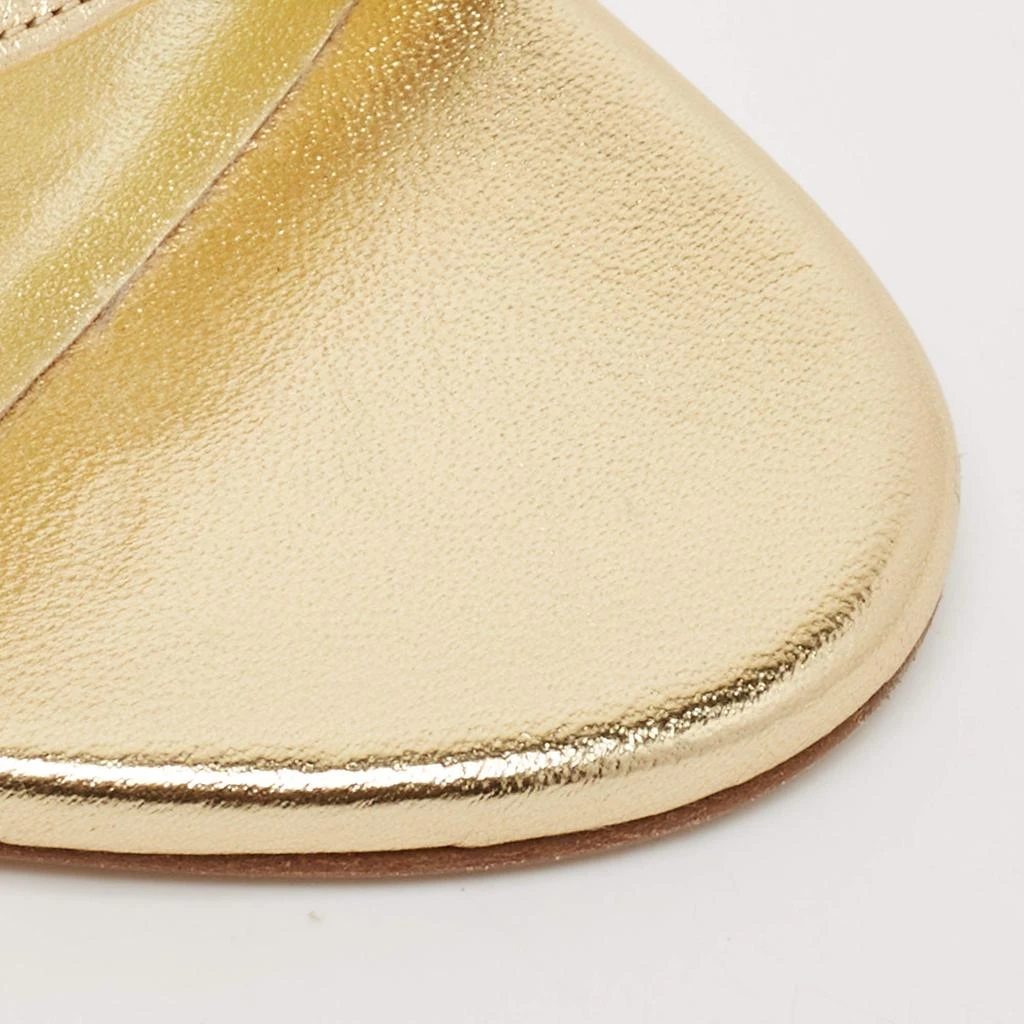 Manolo Blahnik Manolo Blahnik Gold Leather Crisscross Ankle Strap Sandals Size 36.5 7