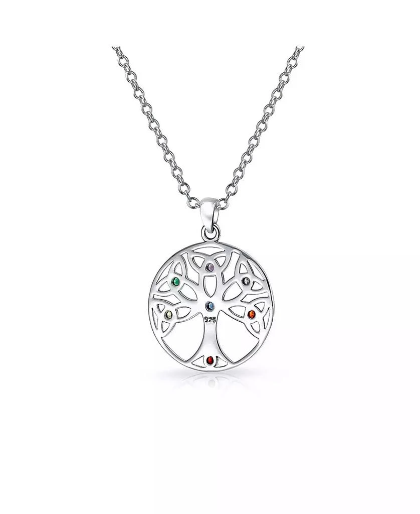 Bling Jewelry Round Circle Celtic Knot Multi Color CZ Wishing Tree Of Life Pendant Necklace .925 Sterling Silver 2