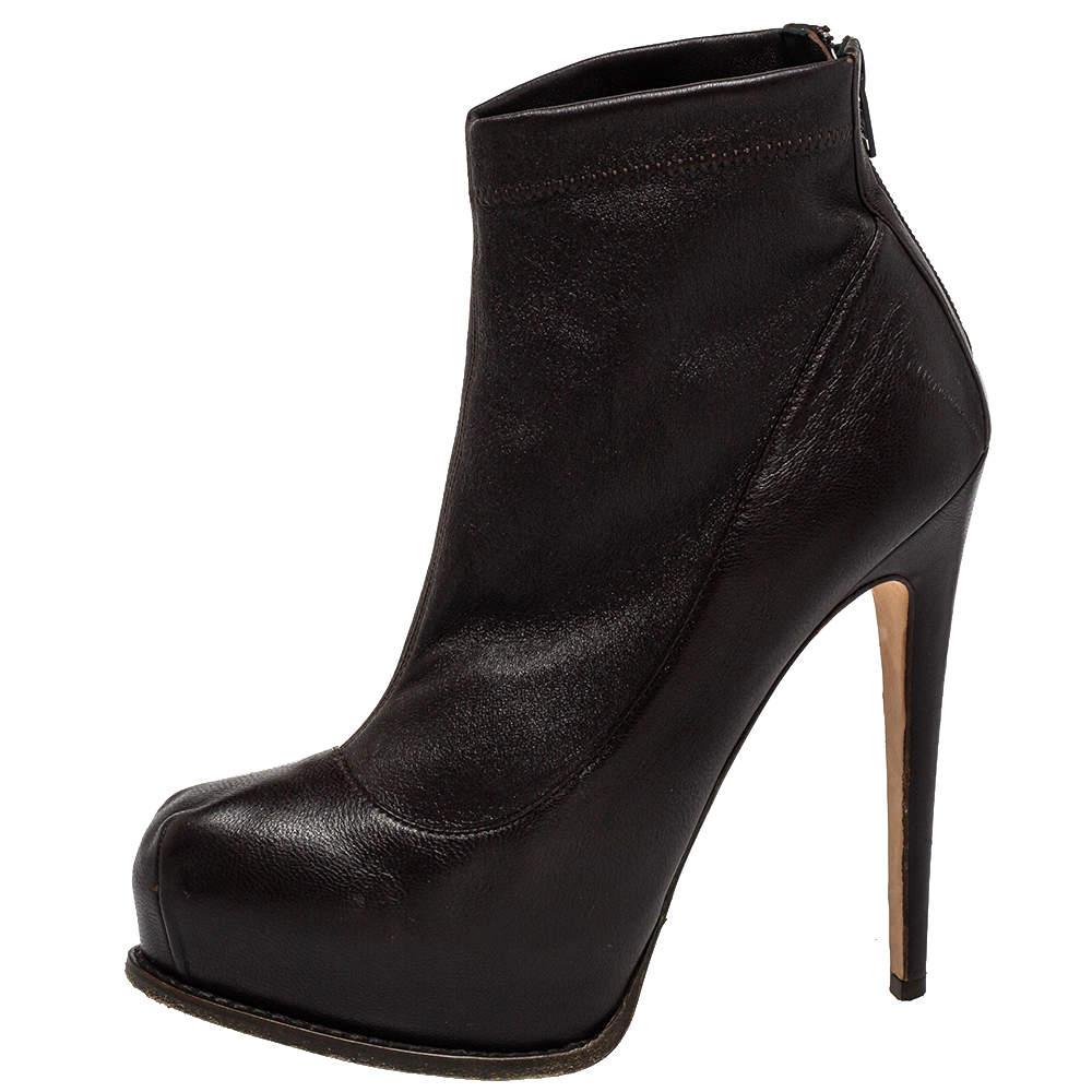 Brian Atwood Brian Atwood Burgundy Leather Ankle Length Boots Size 38.5