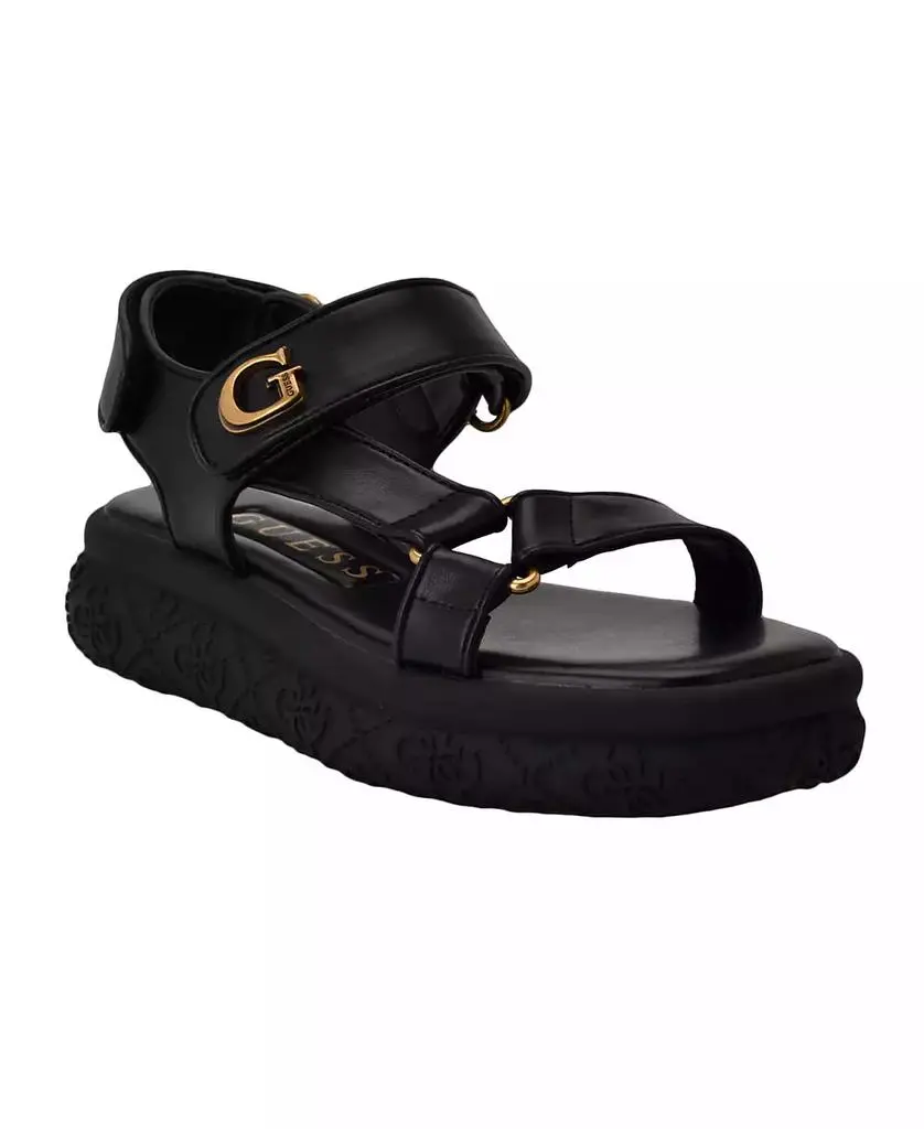 GUESS Women's Lanara Strappy Sporty Quattro G Platform Footbed Sandals