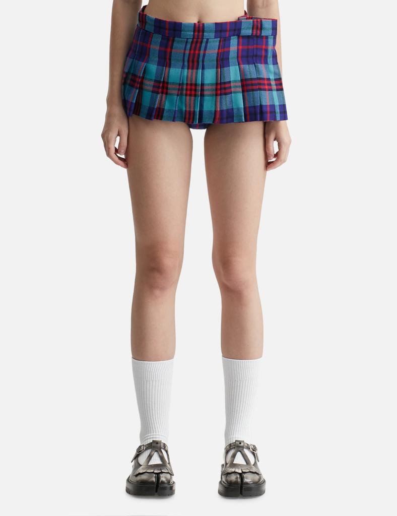 pushBUTTON Check Side Folded Pleats Skort