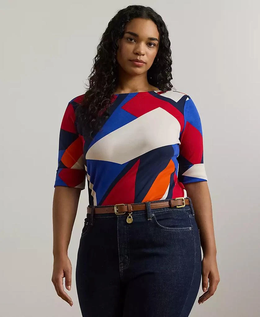 Ralph Lauren Women's Print Stretch Cotton Boatneck Tee 1