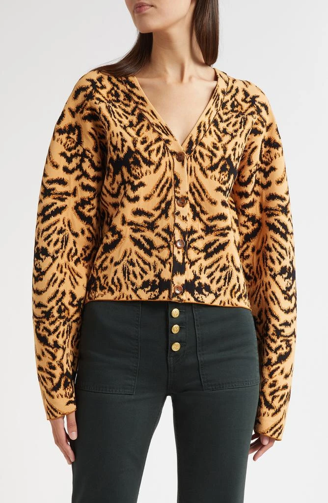 Ulla Johnson Payton Metallic Tiger Jacquard Cardigan