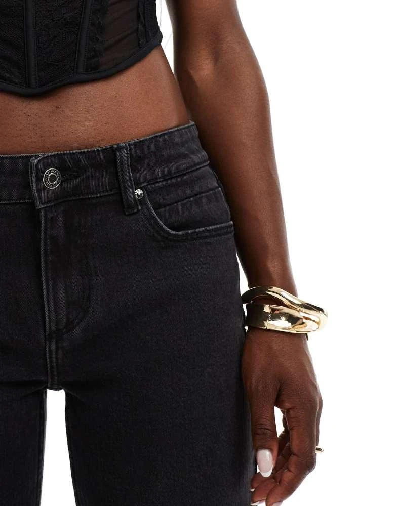 Bershka Bershka split hem flare jean in black 4