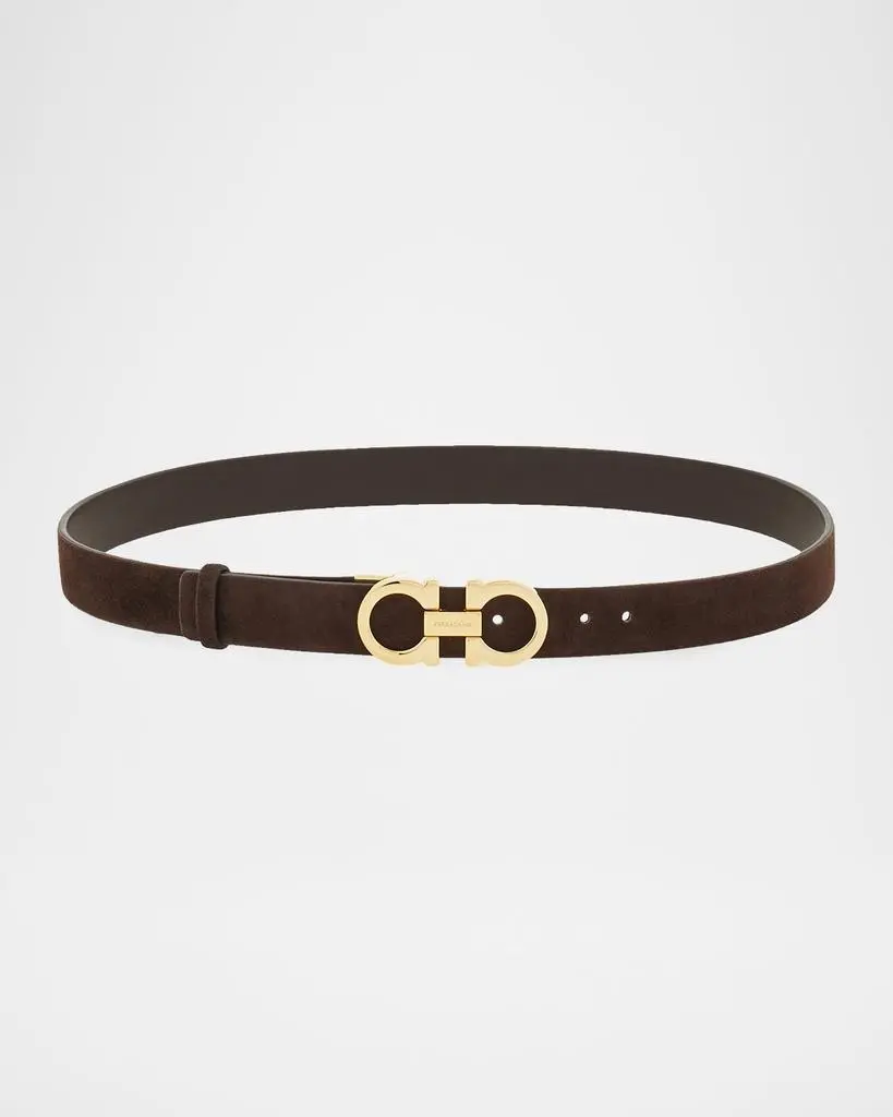 Salvatore Ferragamo Donna Suede Double Gancini Belt