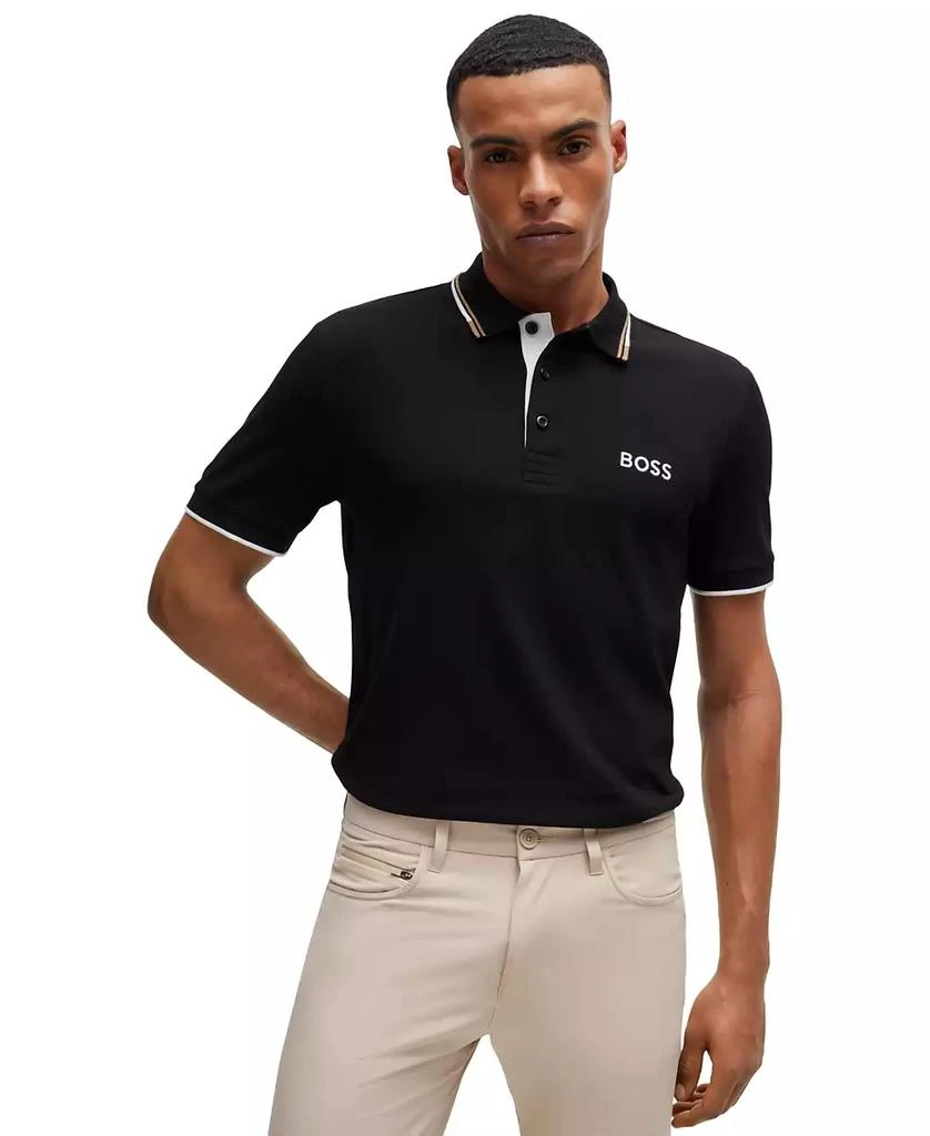 Hugo Boss Men's Contrast Logo Cotton-Blend Polo Shirt Polo