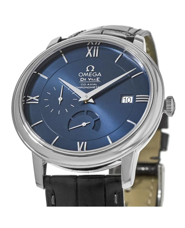 Omega Omega De Ville Prestige Co-Axial Chronograph Automatic Blue Dial Leather Strap Men's Watch 424.13.40.21.03.001 2