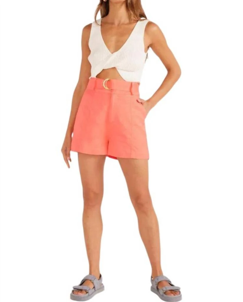 MINKPINK Lila Linen Shorts In Pink 1