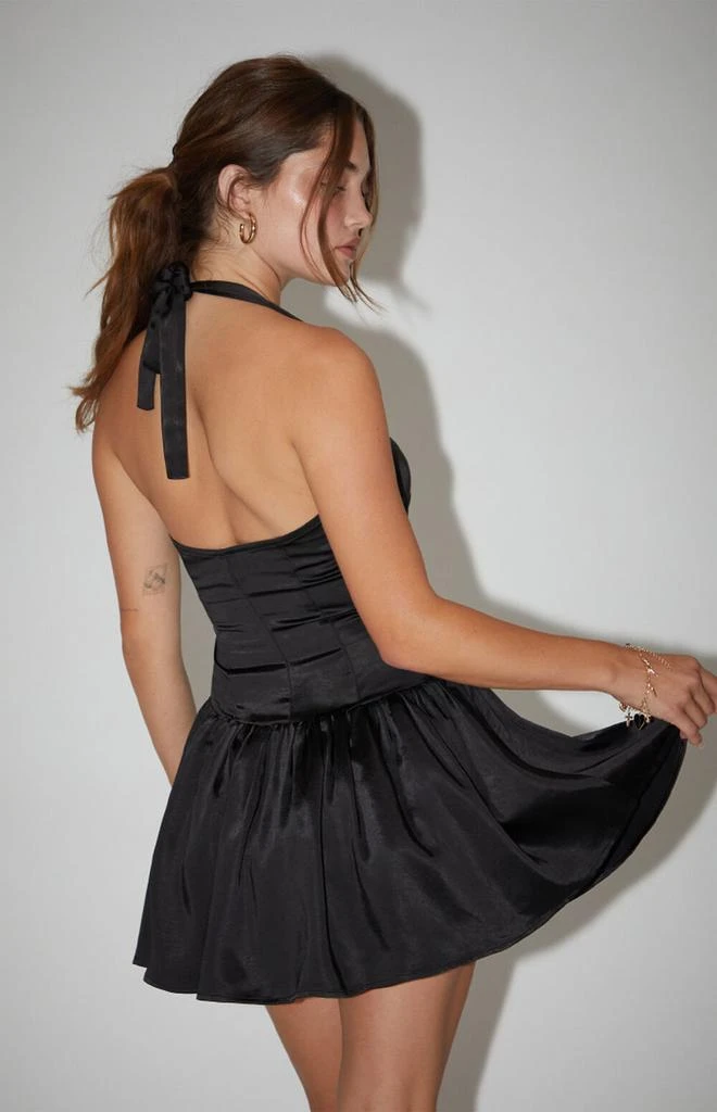 Beverly and Beck Satin Halter Drop Waist Mini Dress 3