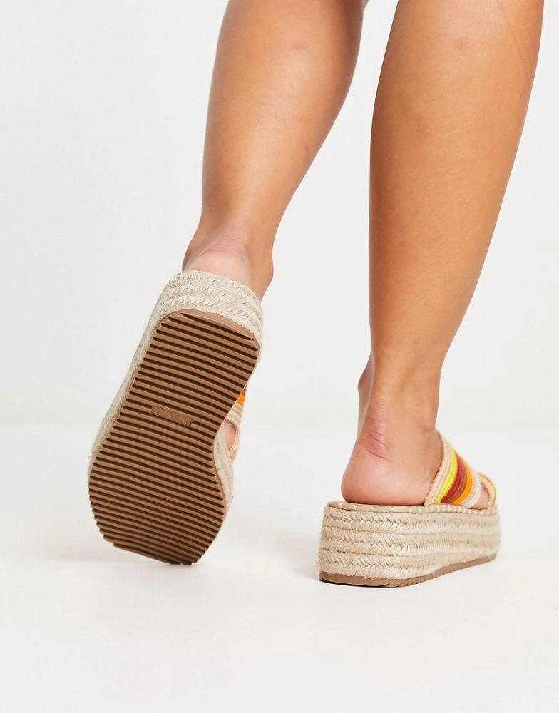 ASOS ASOS DESIGN Wide Fit Jazlyn flatform crochet mules in multi 2