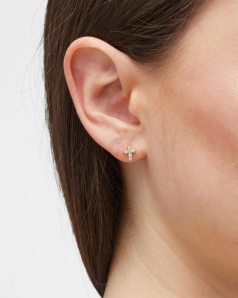 Roberto Coin Mini Diamond Cross Stud Earrings 3