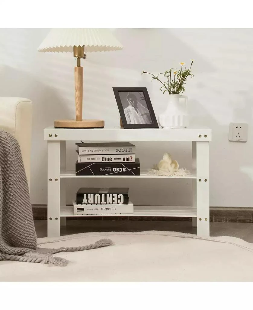 Slickblue 3 Tier Bamboo Bench Storage Shoe Rack For Entryway 3