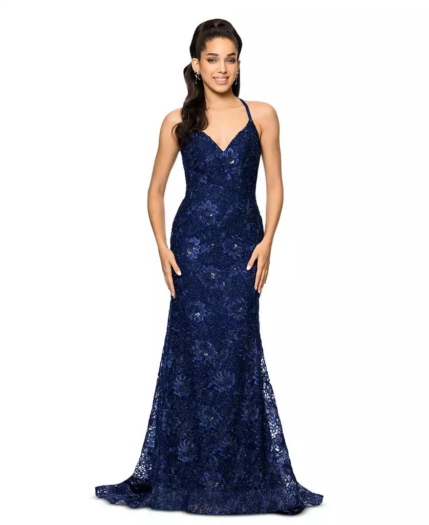 Betsy & Adam Women's Embellished Lace Sleeveless Gown 1