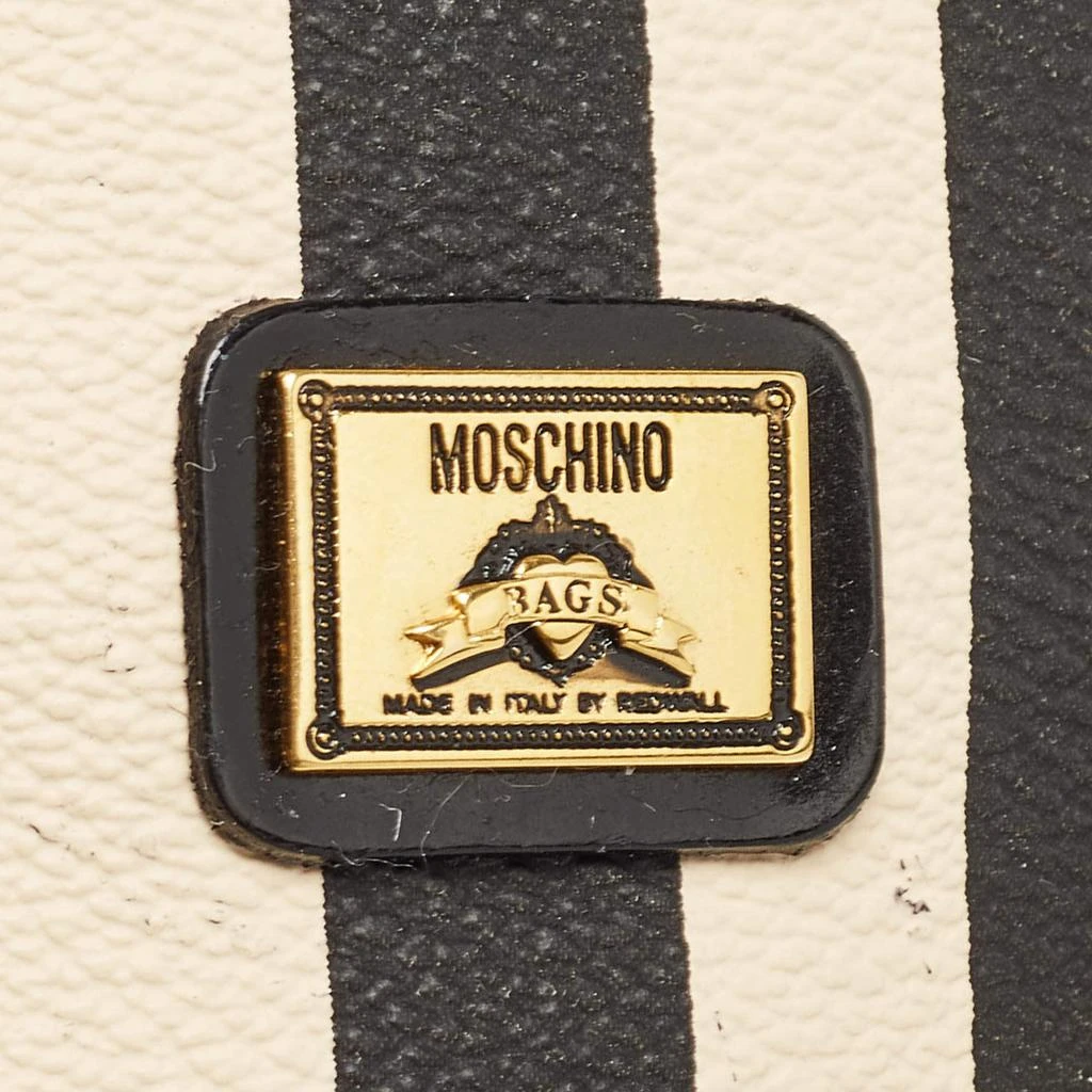 Moschino Moschino Black/Cream Coated Canvas Striped Mini Drawstring Backpack 15