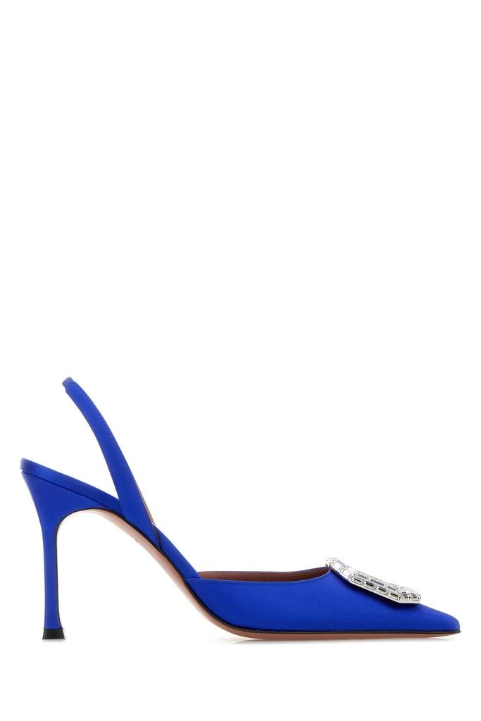 Amina Muaddi Electric Blue Satin Camelia Pumps 1